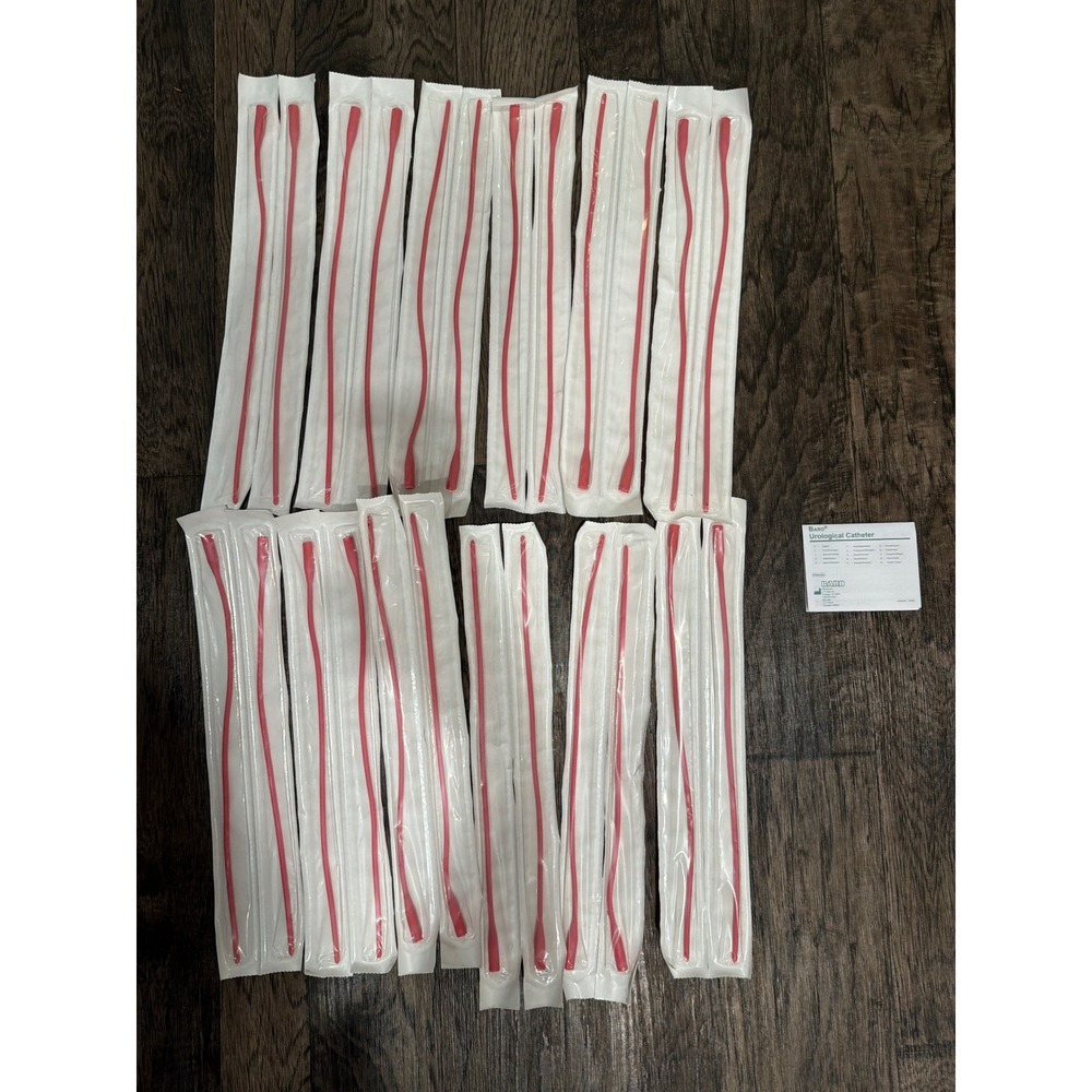 Bard Red Rubber Urological Catheter Sterile Individually Wrapped 18 Count PK7667